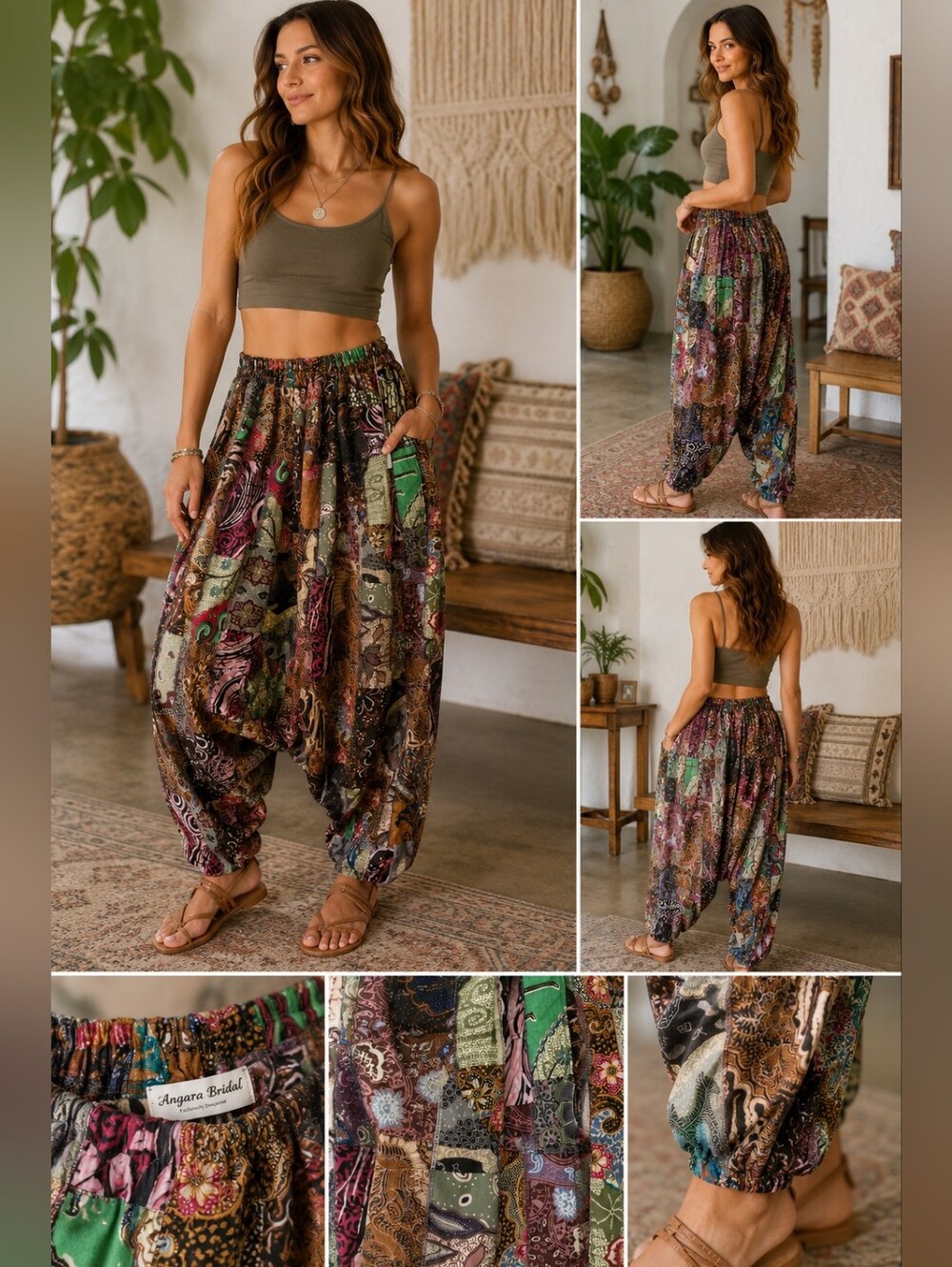 Multicolor Patchwork Harem Pants